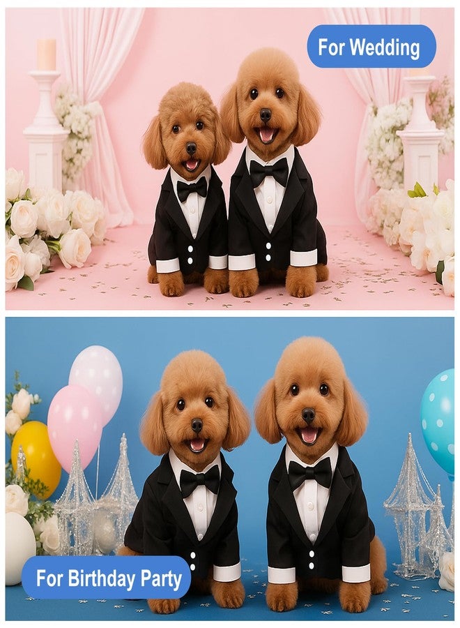 Larrel Dog Tuxedo, Dog Tuxedo Suit with Bow Tie, Pet Tuxedos for Small Dogs and Cats, Pet Wedding Attire Dress Up, Doggy Prince Bow Tie Shirt, Doggy Gentleman Apparel for Halloween, Engagement and Christmas - Image 4